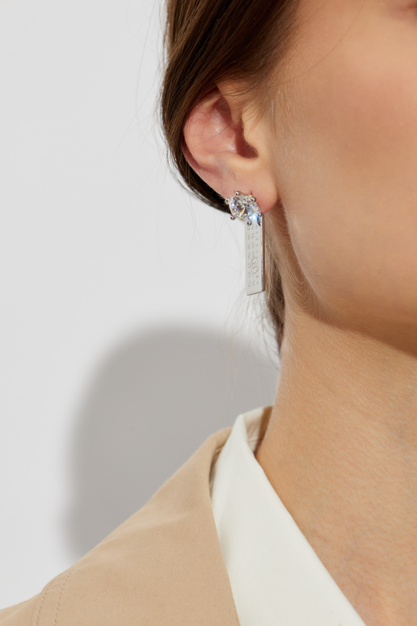 Silver Earrings with shimmering crystals MM6 Maison Margiela